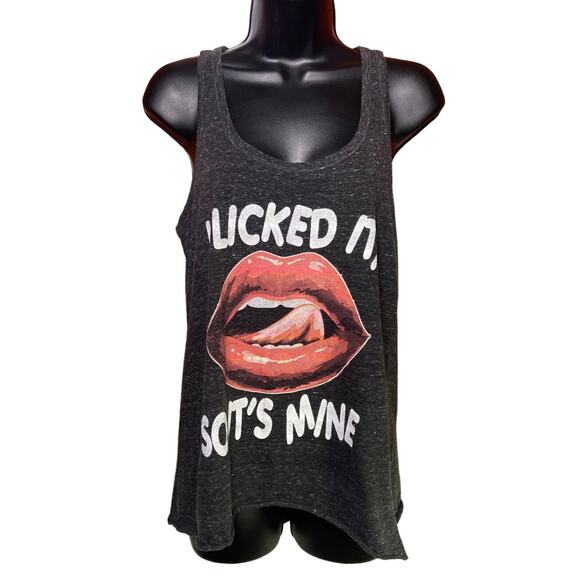 District Made “ I licked it so it's mine” Women's Ideal Gray Racerback Tank Sz M - Picture 2 of 9